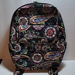 VERA BRADLEY Black Multicolor Bandana Swirl Backpack, Lots of Pockets
